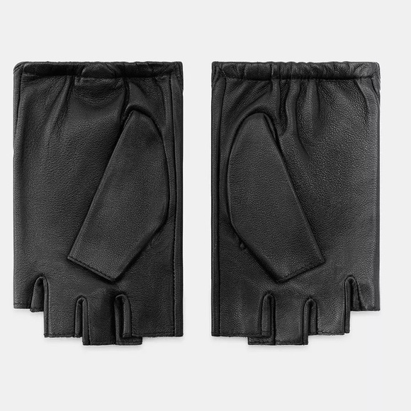 ZARA SHORT LEATHER GLOVES WITH BROOCHES SIZE M OR L - Picture 5 of 9